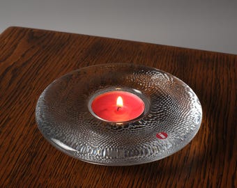 Iittala Nappi Votive Candle Holder by Markku Salo, Clear Glass, Finland, New Old Stock.