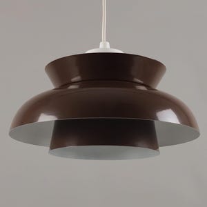 1970s Vintage Scandinavian Brown Aluminum Pendant Lamp – Swedish Mid-Century Modern Pendant Light.