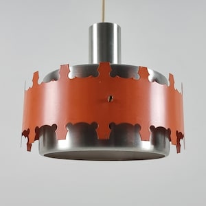 Vintage 1960s VEB Metalldrücker Halle Steel Pendant Lamp, Mid-Century Modern Lighting.