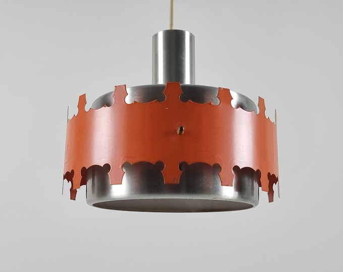 Rare 1960s Vintage East German Pendant Lamp by VEB Metalldrücker Halle — GDR Mid-Century Modern Lighting Design.