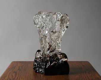 Humppila Kasvimaalla Art Glass Vase By Pertti Santalahti, Finnish Ice Glass, 1970s.