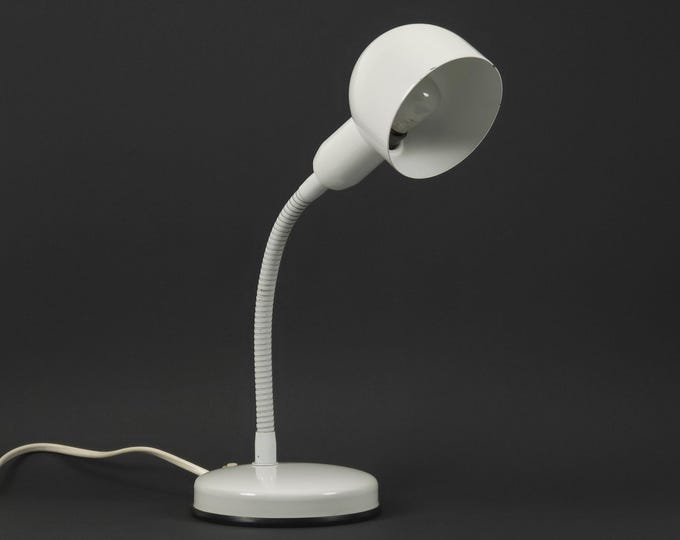 Vintage 1980s Gooseneck Industrial Desk Lamp By Veneta Lumi, Italy.