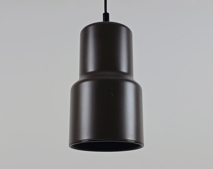 Space Age Design - Vintage PHILIPS Brown Lacquered Metal Pendant Light - Mid Century Lighting - Holland, 1970s.
