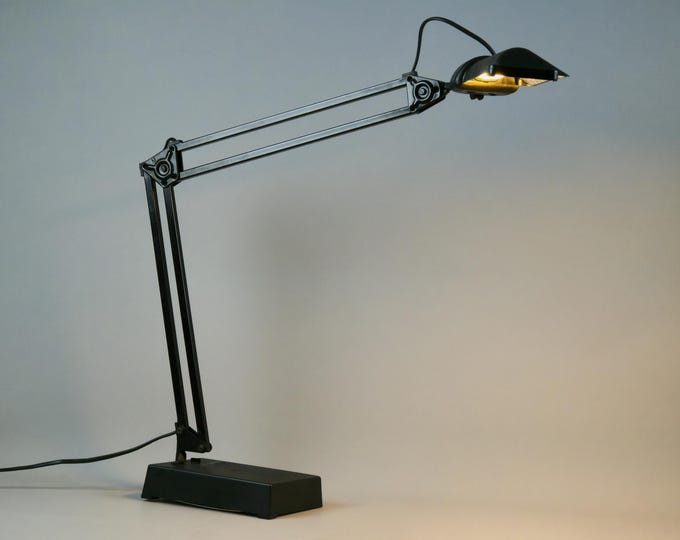 Vintage 1980s LIVAL 'Asymmetria' Articulated Desk Lamp • Retro Industrial Style Architect's Lamp.