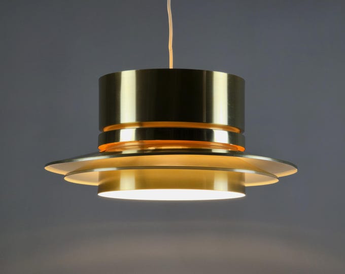1970s Vintage GRANHAGA METALLINDUSTRI Brass Pendant Lamp By Carl Thore – Swedish Mid-Century Modern Pendant Light.