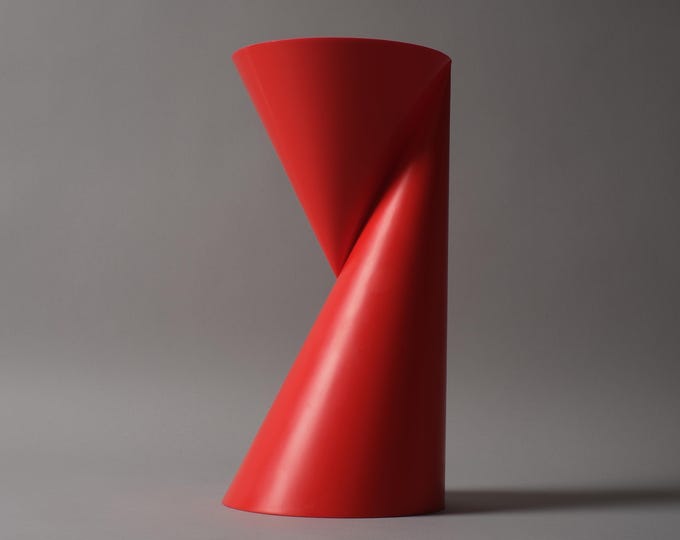 Paul Baars Vase 2, Double-Sided Vase, Red Plastic, 1997 Postmodern Dutch Design.
