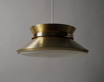 Granhaga Metallindustri Pendant Lamp by Carl Thore, Brass, 1970s Scandinavian Modern Lighting, Sweden.
