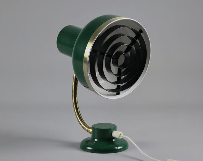 1960s Vintage ABL BELYSNING Flexo Gooseneck Wall Lamp By Thommy Richtner — Mid Century Modern Swedish Green Wall Light With Grills.
