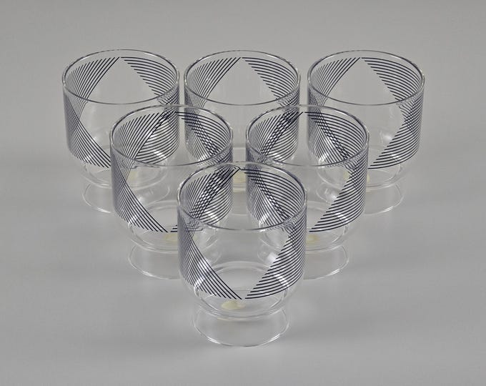 New In Box - Space Age Design - Set Of 6 Vintage GUZZINI Pomona Long Cocktail Drink Glasses Set - Designed By Ambrogio Pozzi, 1970s.