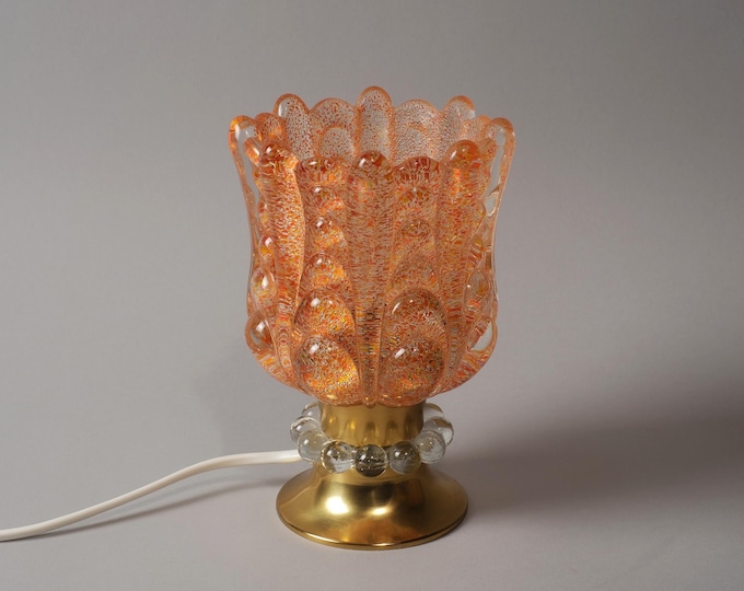 Tyringe Konsthantverk Bubble Art Glass Table Lamp by Elpe Armatur Sweden, MCM 1960s.
