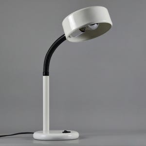 Vintage 1970s White Metal Flexible Gooseneck Desk Lamp • Dutch Mid-Century Table Lamp.