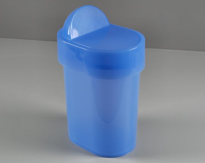 Vintage 1970s GEDY Junior Translucent Blue Plastic Waste Bin By Olaf Von Bohr • Vintage Italian Bathroom Accessories.