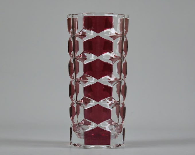 Vintage 1970s Crystal Glass Decorative Vase By Luminarc France.
