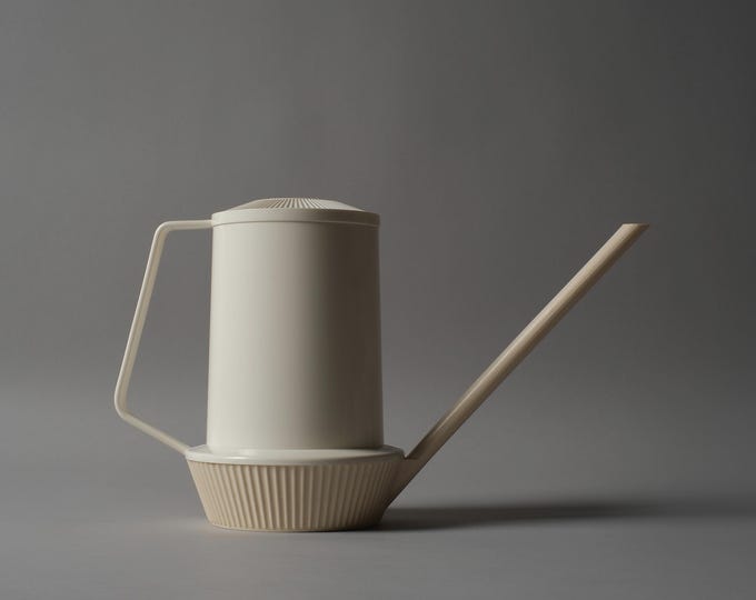 EMSA Watering Can, Cream Plastic, 1970s Mid-Century Modern, West Germany.