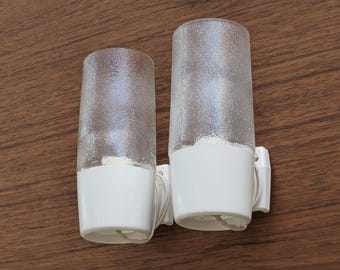 New in box 1960s MCM vintage pair of Carrara & Matta 'America' wall lights.