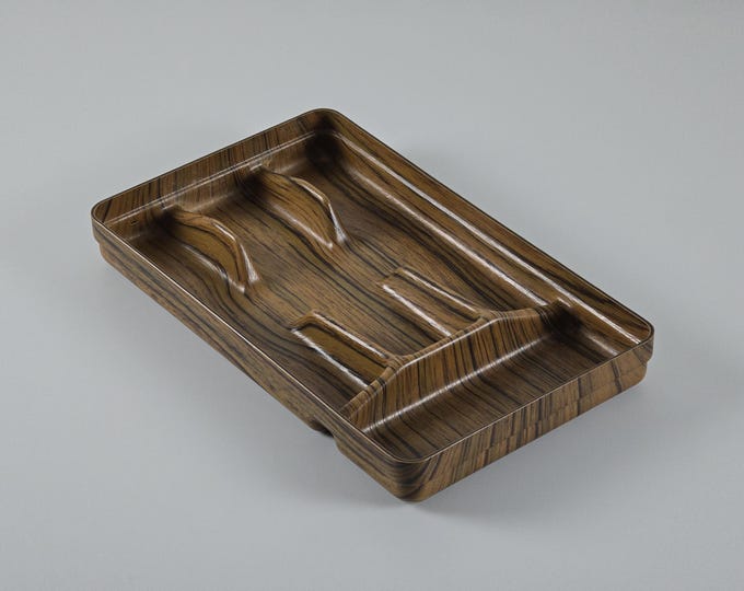 Mid-Century Modern - Vintage ROBEX Wood-Imitation Plastic Cutlery Holder, Caddy - Vintage Home Decor - France, 1970s.