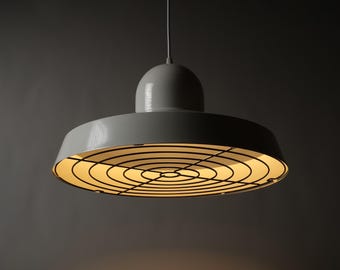 By Rydéns Saucer Pendant Lamp by Malin Lundmark, White Shade, Black Wire Diffuser.