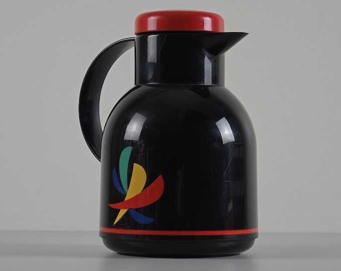 Vintage 1980s EMSA Samba Plastic Thermos Flask, Retro Vacuum Flask • Retro German Carafe Jug.