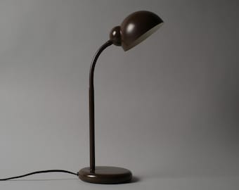 Happylight Holland Brown Metal Gooseneck Desk Lamp, Industrial Design, 1980s.