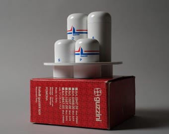 Guzzini Pomona Cruet Set by Ambrogio Pozzi, New in Box, 1970s Space Age Design.