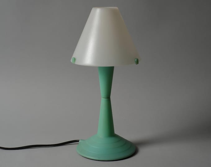 Veneta Lumi Lulù Table Lamp, Green & Beige ABS, Postmodern, Italy, 1980s.