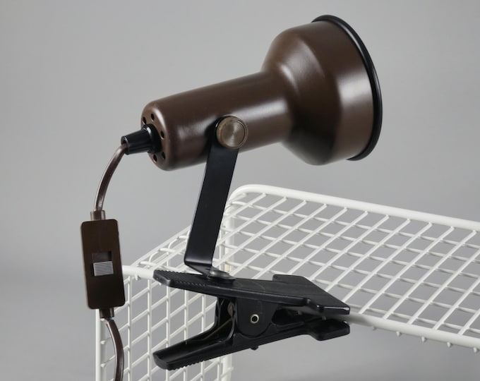 Vintage 1980s Clip-On Industrial Task Spot Light, Clamp Lamp.