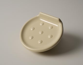 1970年代ヴィンテージ、カララ＆マッタ社製アメリカ壁掛けソープディッシュ、アイボリー、新品（箱入り）、イタリア製。