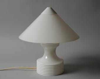 Vintage Steinhauer White Acrylic Cone Table Lamp, Postmodern Design, Holland, 1980s.