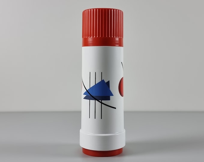 Vintage 1980s DR. ZIMMERMANN Duotherm Flask With Postmodern Geometric Design.