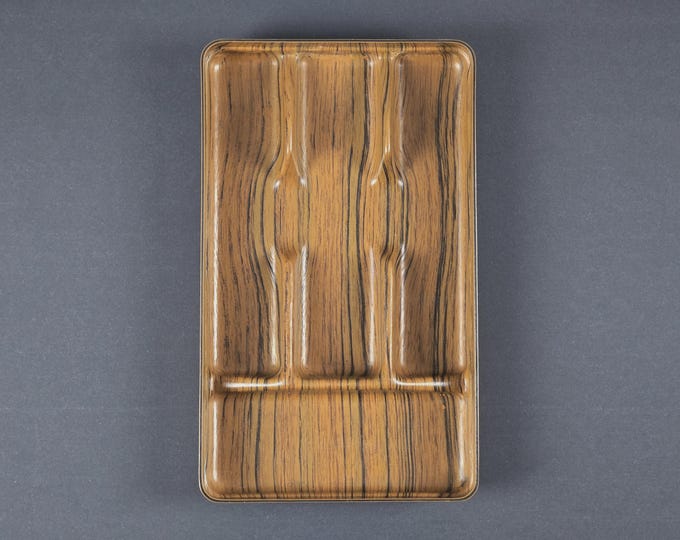 Vintage 1970s ROBEX Wood-Imitation Plastic Cutlery Holder, Caddy.