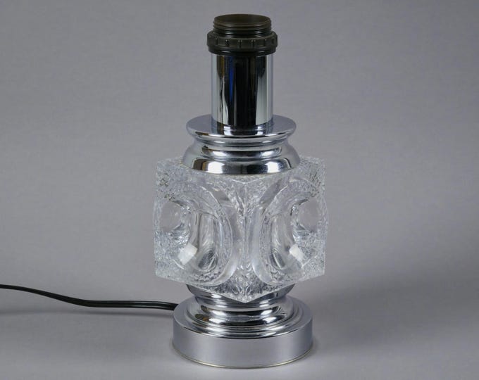 Vintage 1970s 'Ice Cube' Glass Table Lamp Base By Massive Lighting, Belgium.