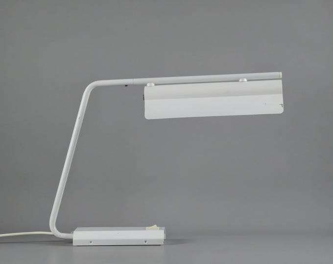 Vintage 1980s HALA ZEIST White Metal Desk Lamp • Minimalist Industrial Dutch Design.
