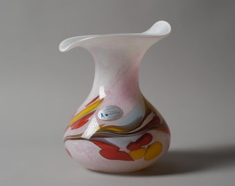 Willinger Glasmanufaktur Vintage Mouth Blown Art Glass Vase, Swirl Design, Germany,  1990s.