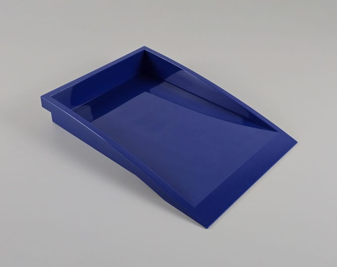 Functional Minimalism - Vintage ARLAC Formal Blue Plastic Office Desk Tray - Vintage Y2K Design Office Accessories - Switzerland, 2001.