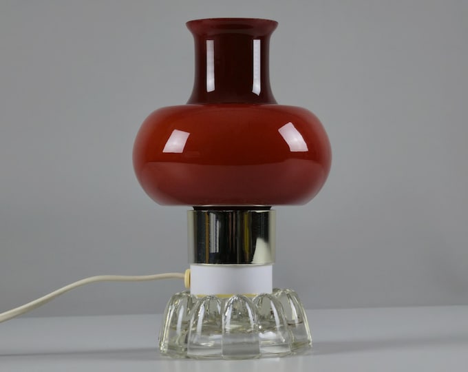 Rare 1960s Vintage Table Light By Gustav Leek For Flygsfors Orrefors — Swedish Mid-Century Modern Table Lamp.