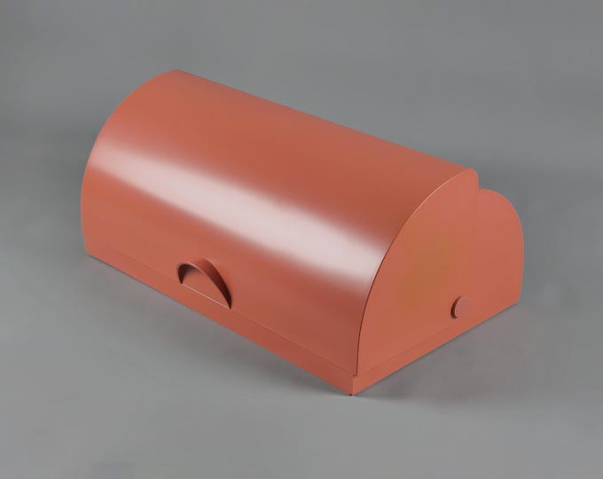 New In Box 1980s Vintage GUZZINI 'Snack' Orange Plastic Bread Bin, Designed By Francesco Castiglione Morelli - Italy.