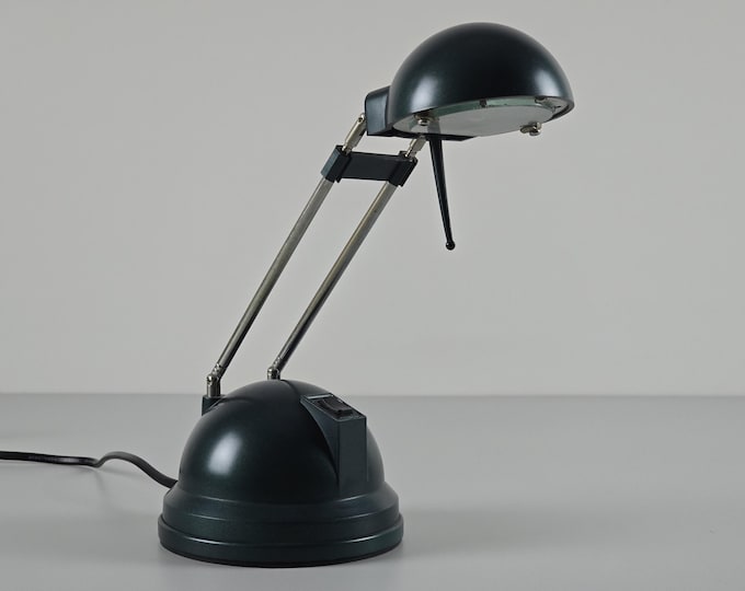 1980s Vintage LIGHT FORCE Forest-Green Adjustable Telescopic Antenna Desk Lamp • Retro Telescopic Table Lamp.