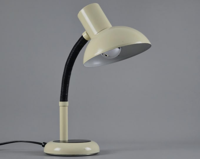 Vintage 1970s Cream Gooseneck Desk Lamp By Massive Lighting.