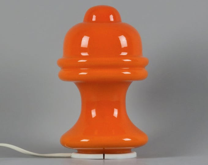 Vintage 1970s Ledungs Orange Glass Mushroom Lamp, Sweden.