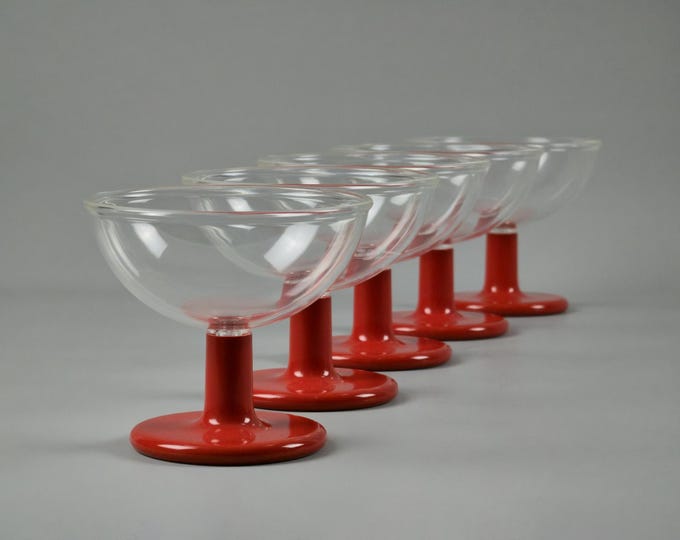 Vintage 1980s Set Of 5 BIESSE 'Linea Due' Ice Cream Cups By Pino Spagnolo.