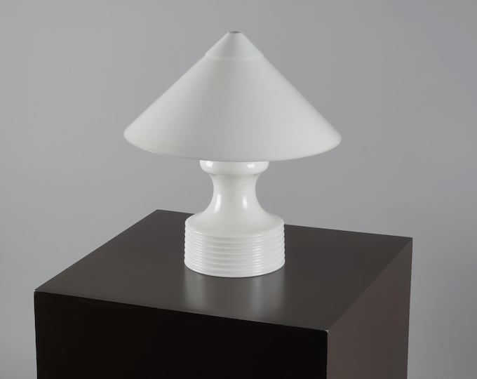 Vintage 1980s STEINHAUER Apeldoorn White Acrylic Plastic Table Lamp • Dutch Postmodern Design Lamp.