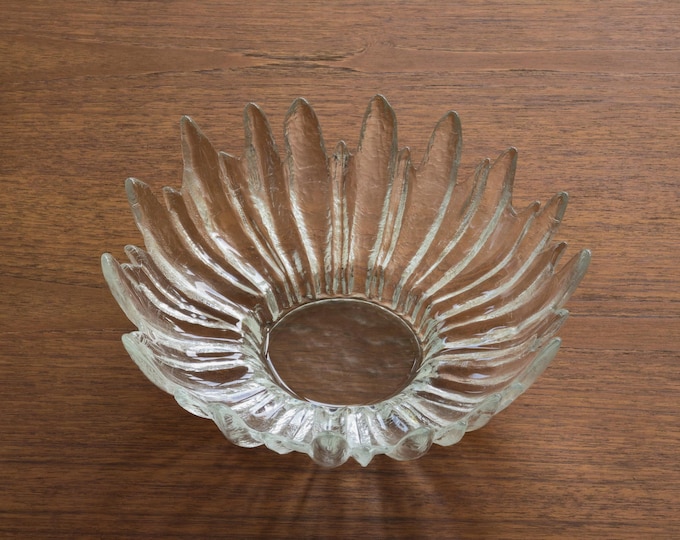1970s Vintage Pukeberg Glasbruk "Alaska" Glass Bowl & Centerpiece – Swedish Modern Design.