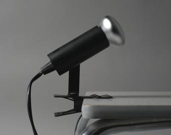 Osram Clamp Table Spotlight, 1980s German Industrial MCM Clip-On Desk Lamp.
