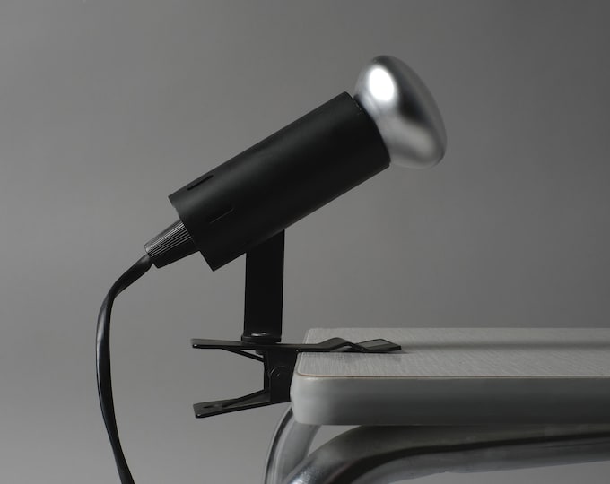 Osram Clamp Table Spotlight, 1980s German Industrial MCM Clip-On Desk Lamp.