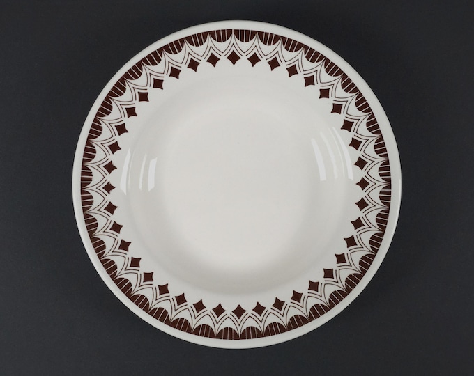 Vintage 1970s Set Of 6 Fontebasso Italian Ceramic Plates With Geometric Pattern.