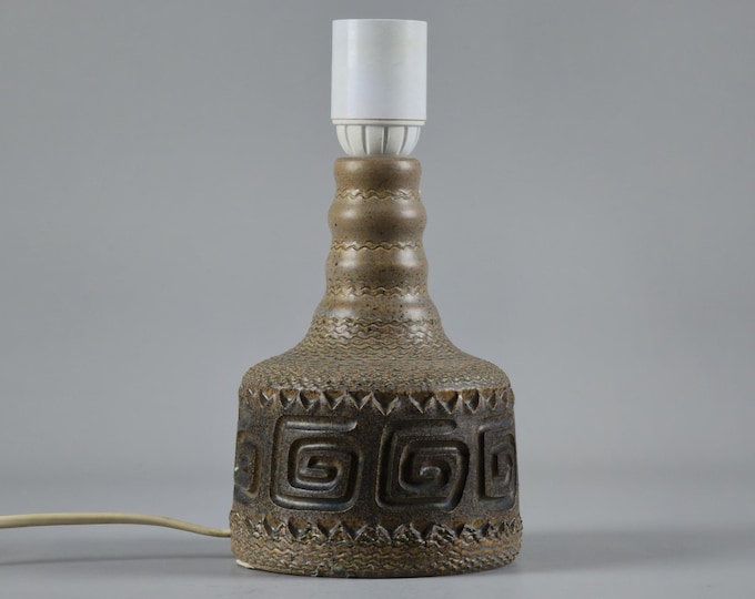 1960s Vintage ÅHLA KERAMIK Handmade Stoneware Lamp Base By Bertil Johansson — Vintage Norse Folk Decorative Lamp.