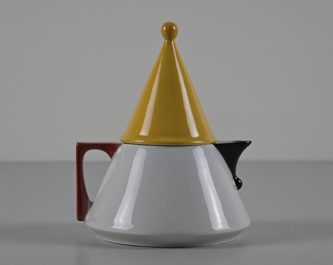 Vintage 1980s J. KRONESTER Futura Ceramic Teapot For Douwe Egberts • Memphis Design Ceramic Teapot.