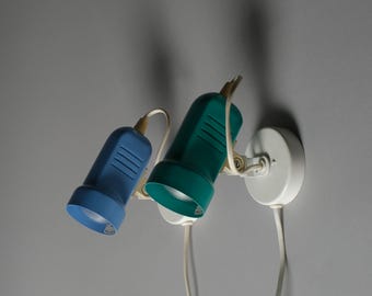 Pair of Elco Lite Wall Spot Lamps, Blue & Teal, 1980s Postmodern Industrial, Holland.