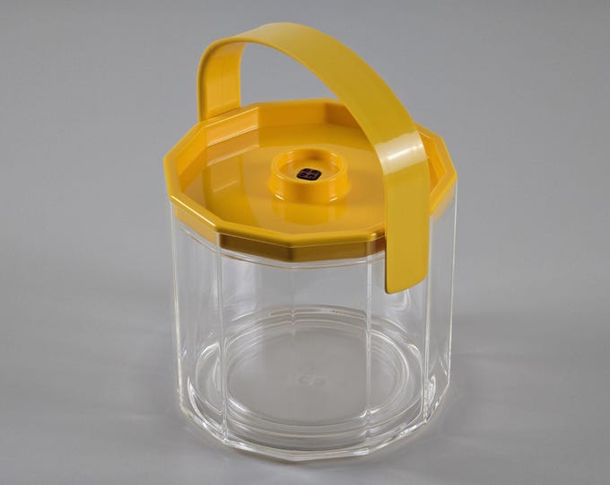New In Box 1980s Vintage GUZZINI Zodiaco Ice Bucket - Retro Postmodern Barware & Kitchenware - Designed By Ambrogio Pozzi.
