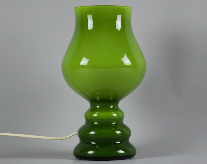 Vintage 1970s Wessels Green Glass Mushroom Lamp, Germany.